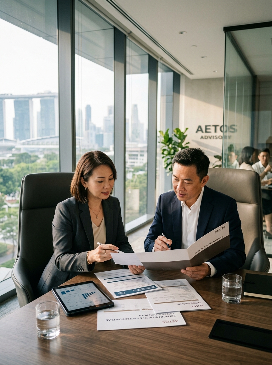 Professional insurance consultation in a Singapore office